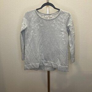 Loft Floral Cutout Sweatshirt Grey Size XS